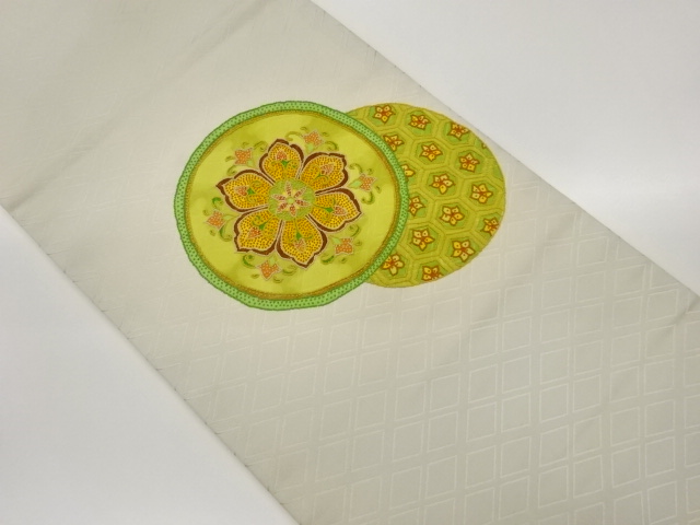 JAPANESE KIMONO / FUKURO OBI / SAGARA KNOT / ROUNDEL FLOWER CREST 